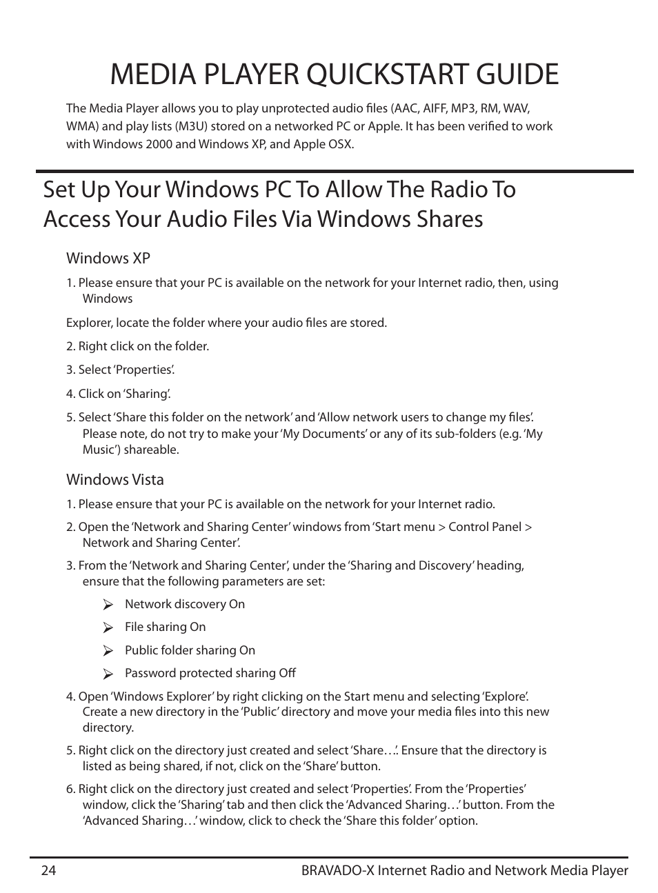 Media player quickstart guide | Grace Digital GDI-IRD4500 Bravado X User Manual | Page 24 / 46