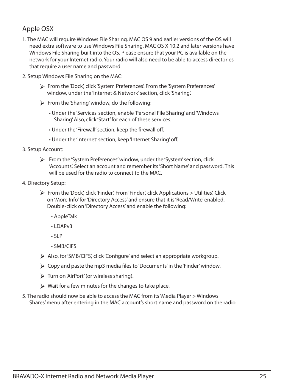 Apple osx | Grace Digital GDI-IRD4500 Bravado X User Manual | Page 25 / 46