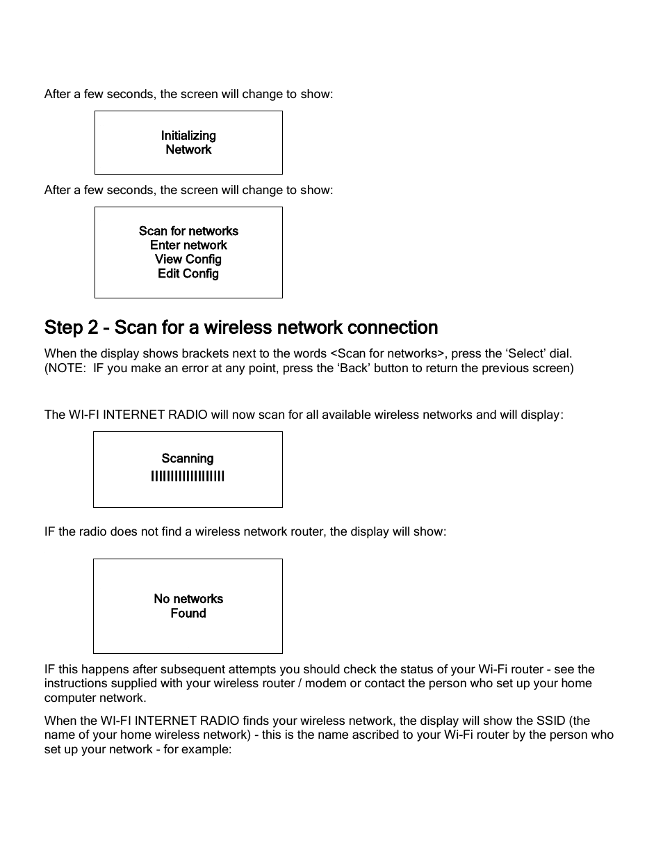 Step 2 - scan for a wireless network connection | Grace Digital GDI-IR2600 Innovator X User Manual | Page 14 / 52