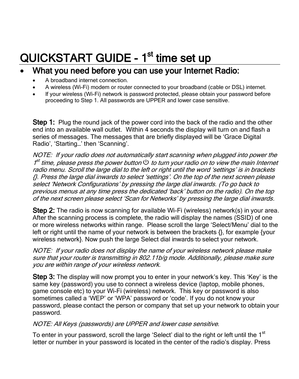 Quickstart guide - 1, Time set up | Grace Digital GDI-IR2600 Innovator X User Manual | Page 2 / 52