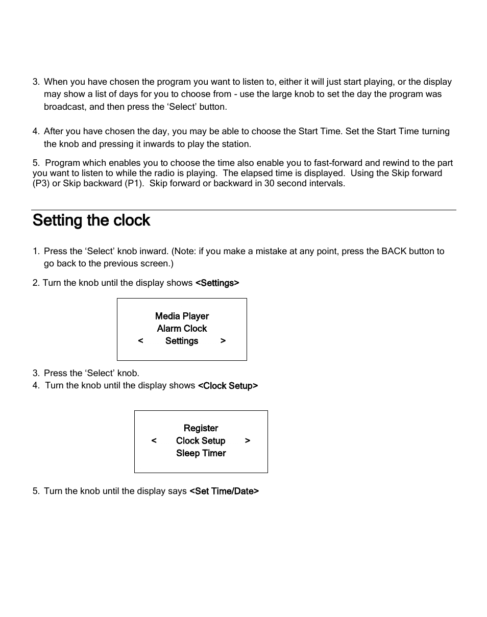 Setting the clock | Grace Digital GDI-IR2600 Innovator X User Manual | Page 22 / 52
