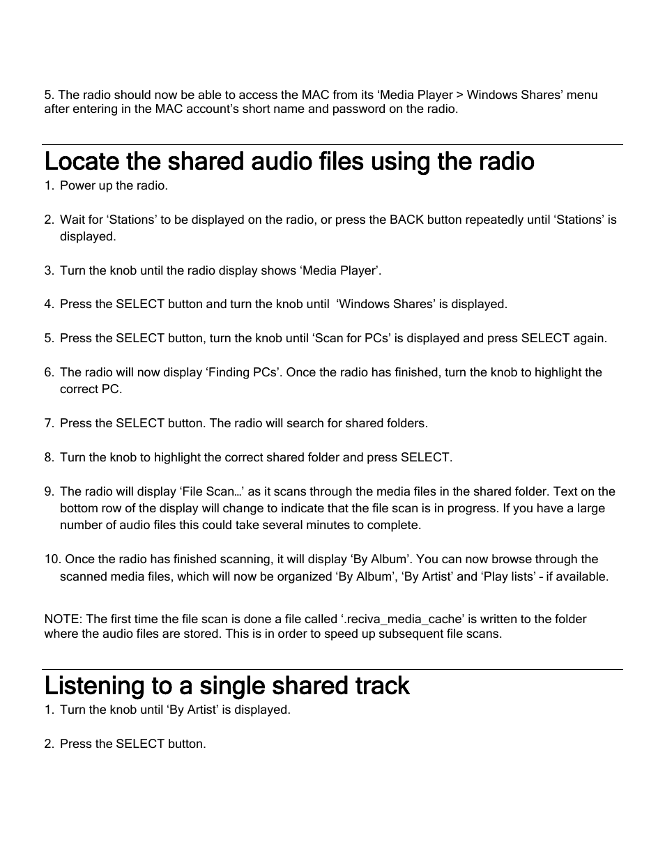 Locate the shared audio files using the radio, Listening to a single shared track | Grace Digital GDI-IRD4000 Allegro User Manual | Page 29 / 48