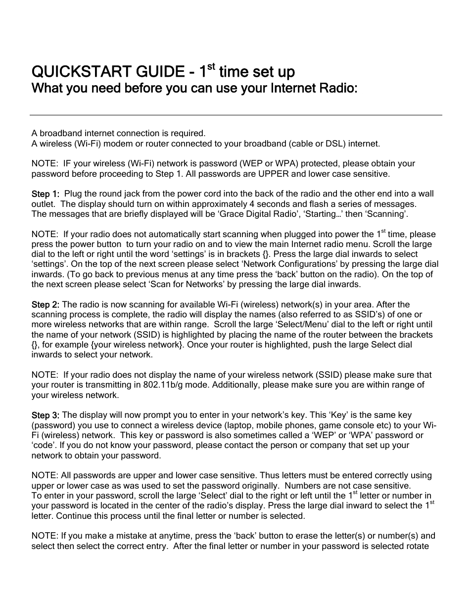 Quickstart guide - 1, Time set up | Grace Digital GDI-IRD4000 Allegro User Manual | Page 7 / 48