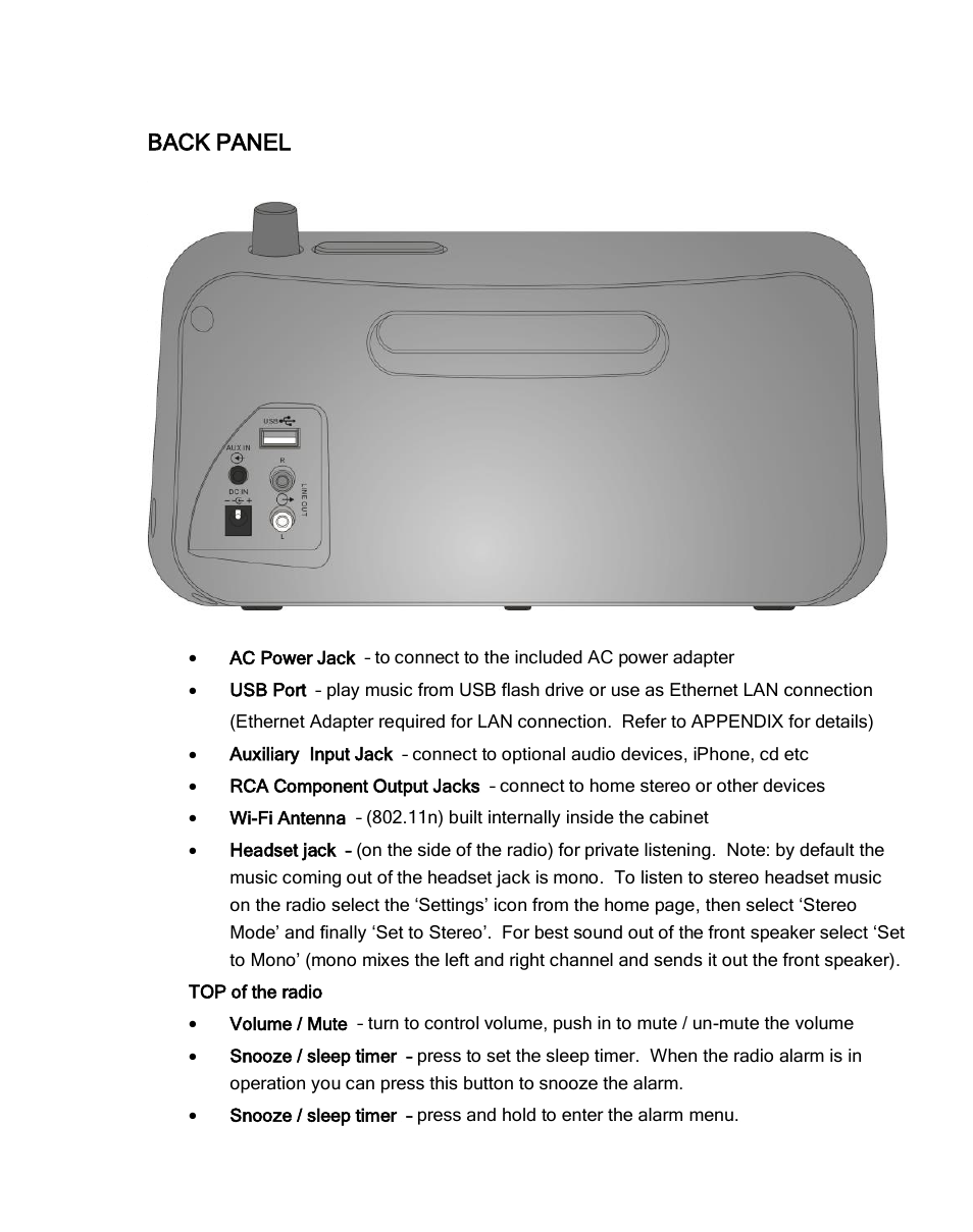 Back panel | Grace Digital GDI-IRC6000 Mondo User Manual | Page 13 / 53