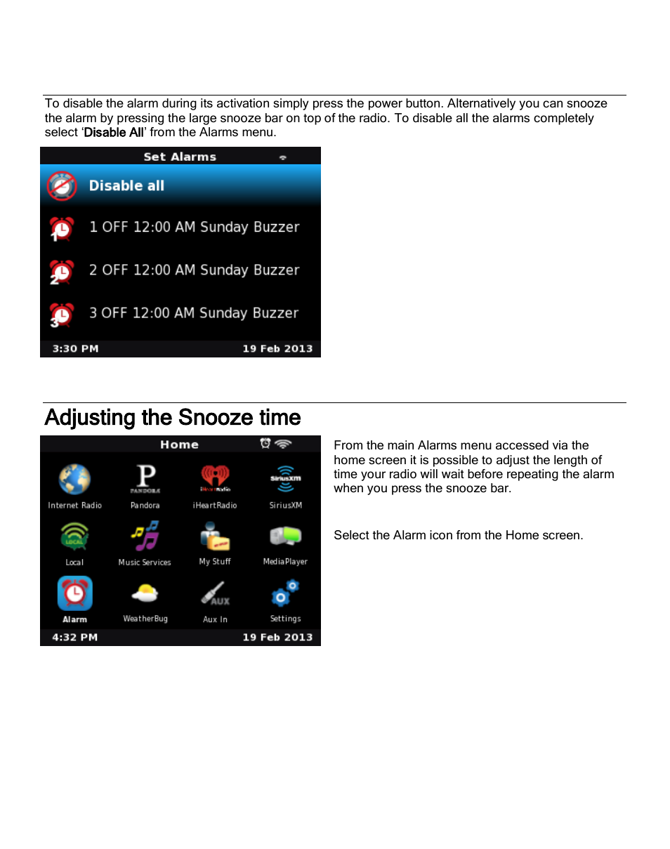 Adjusting the snooze time | Grace Digital GDI-IRC6000 Mondo User Manual | Page 32 / 53