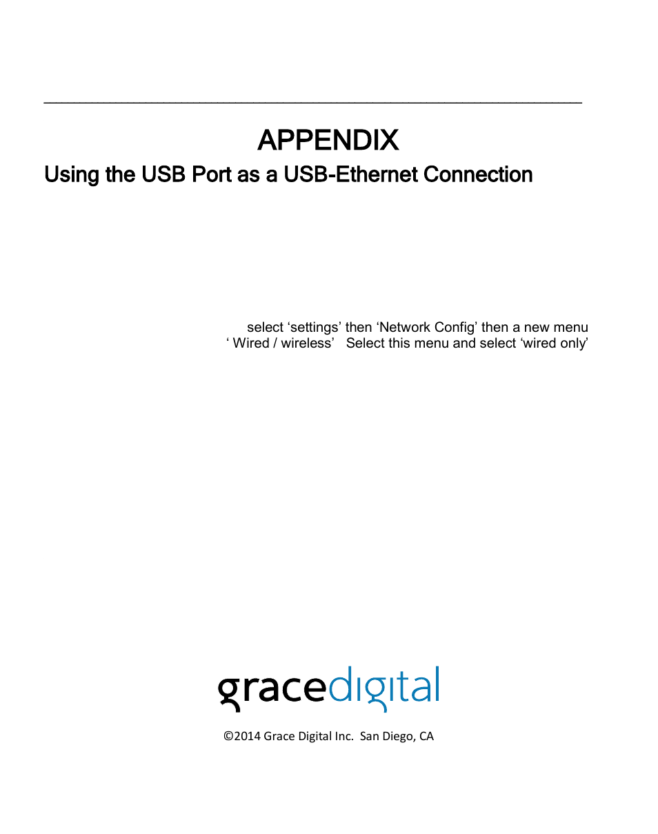 Appendix, Using the usb port as a usb-ethernet connection | Grace Digital GDI-IRC6000 Mondo User Manual | Page 53 / 53