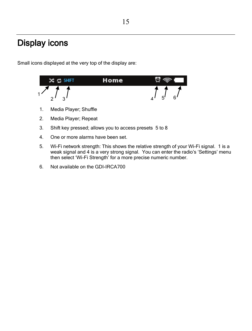 Display icons | Grace Digital GDI-IRCA700 Primo User Manual | Page 16 / 52