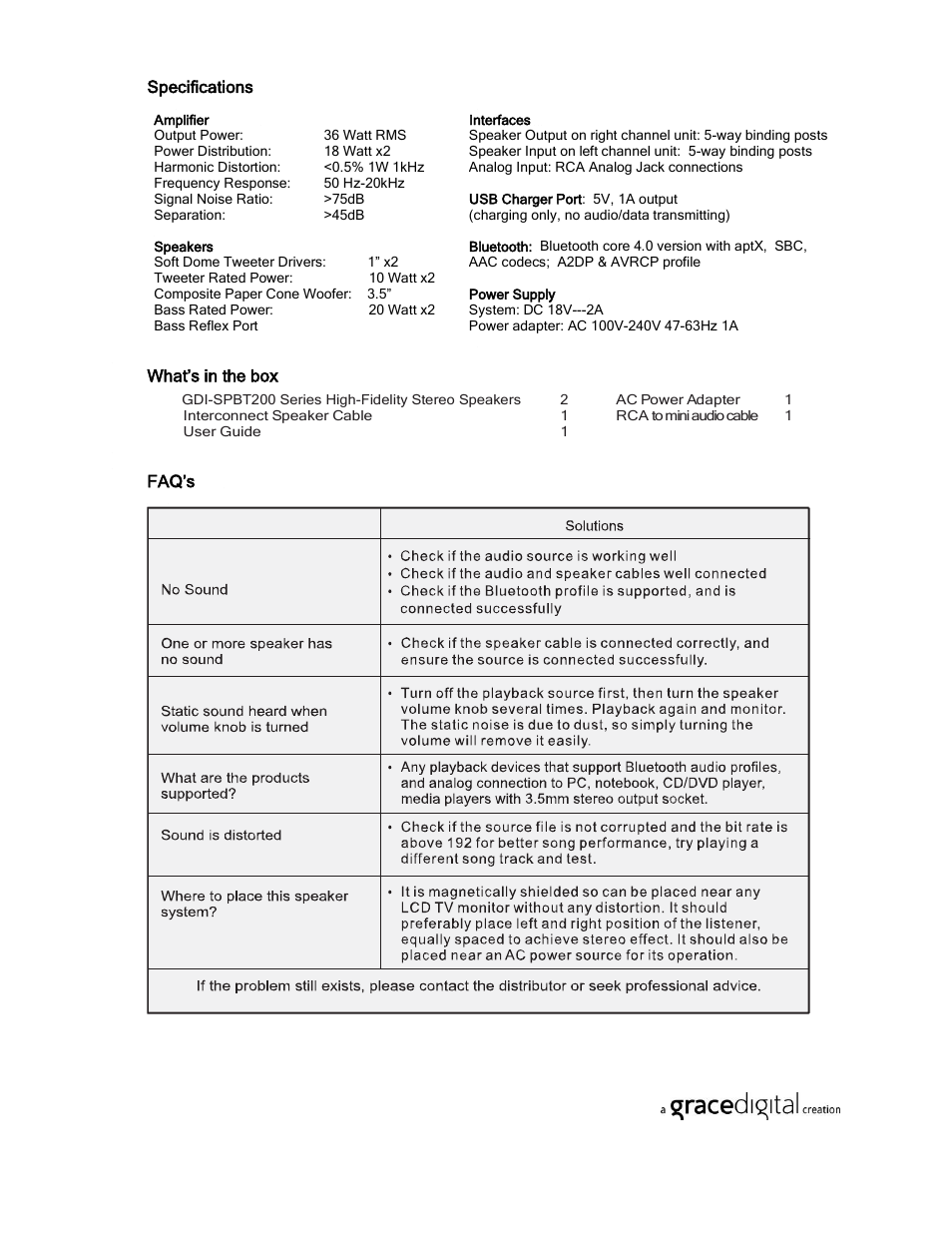 Grace Digital GDI-BTSP200 BT Speakers User Manual | Page 7 / 8