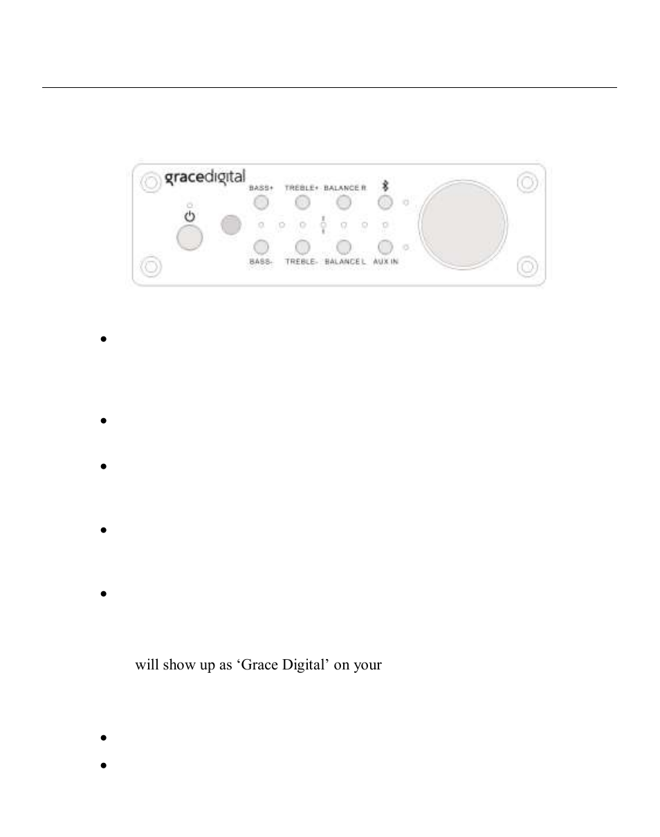Front panel | Grace Digital GDI-BTAR122 User Manual | Page 4 / 9