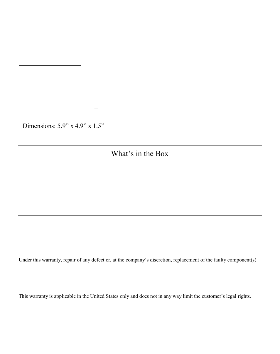 Specifications, What’s in the box, Warranty | Grace Digital GDI-BTAR512 User Manual | Page 7 / 8
