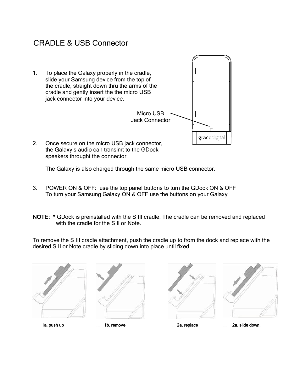 Cradle & usb connector | Grace Digital GDI-GSD8200 gdock User Manual | Page 5 / 10