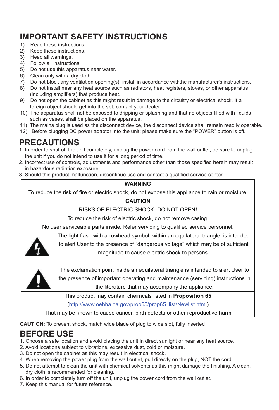 Important safety instructions, Precautions, Before use | Grace Digital GDI-SW2USB Soundwriter User Manual | Page 3 / 20