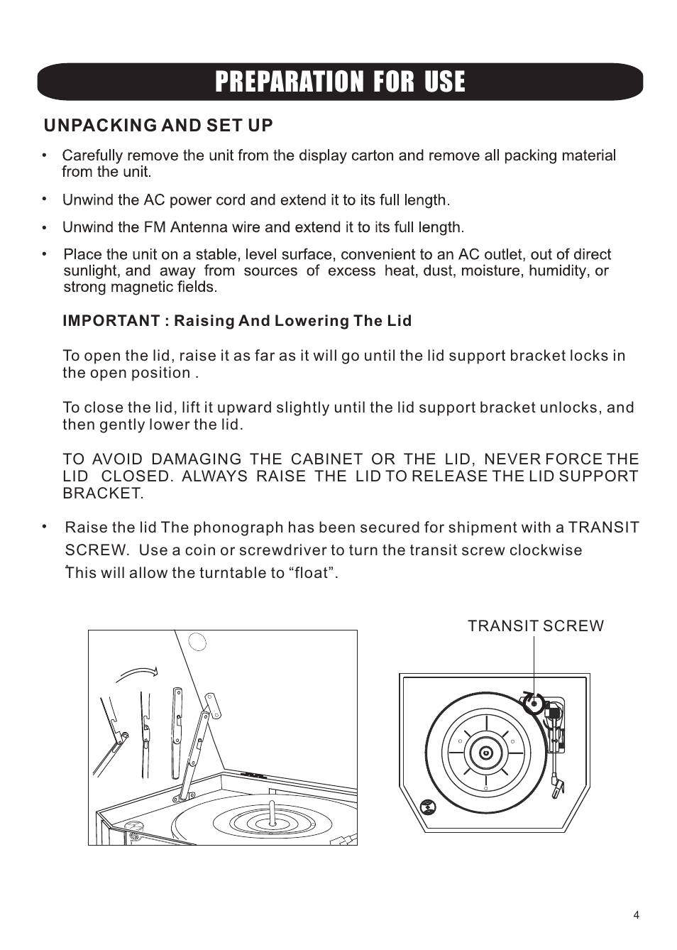 Preparation for use | Grace Digital GDI-TW4CD Tunewriter IV User Manual | Page 5 / 16