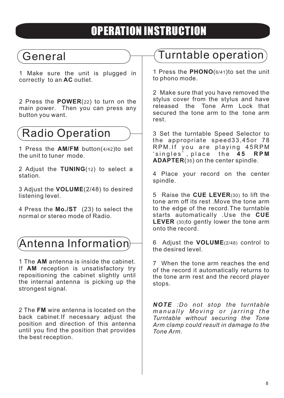Operation instruction | Grace Digital GDI-TW4CD Tunewriter IV User Manual | Page 9 / 16
