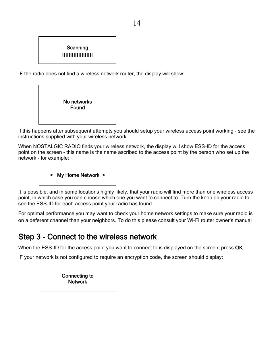 Step 3 - connect to the wireless network | Grace Digital GDI-IRN1941 Victoria User Manual | Page 14 / 34