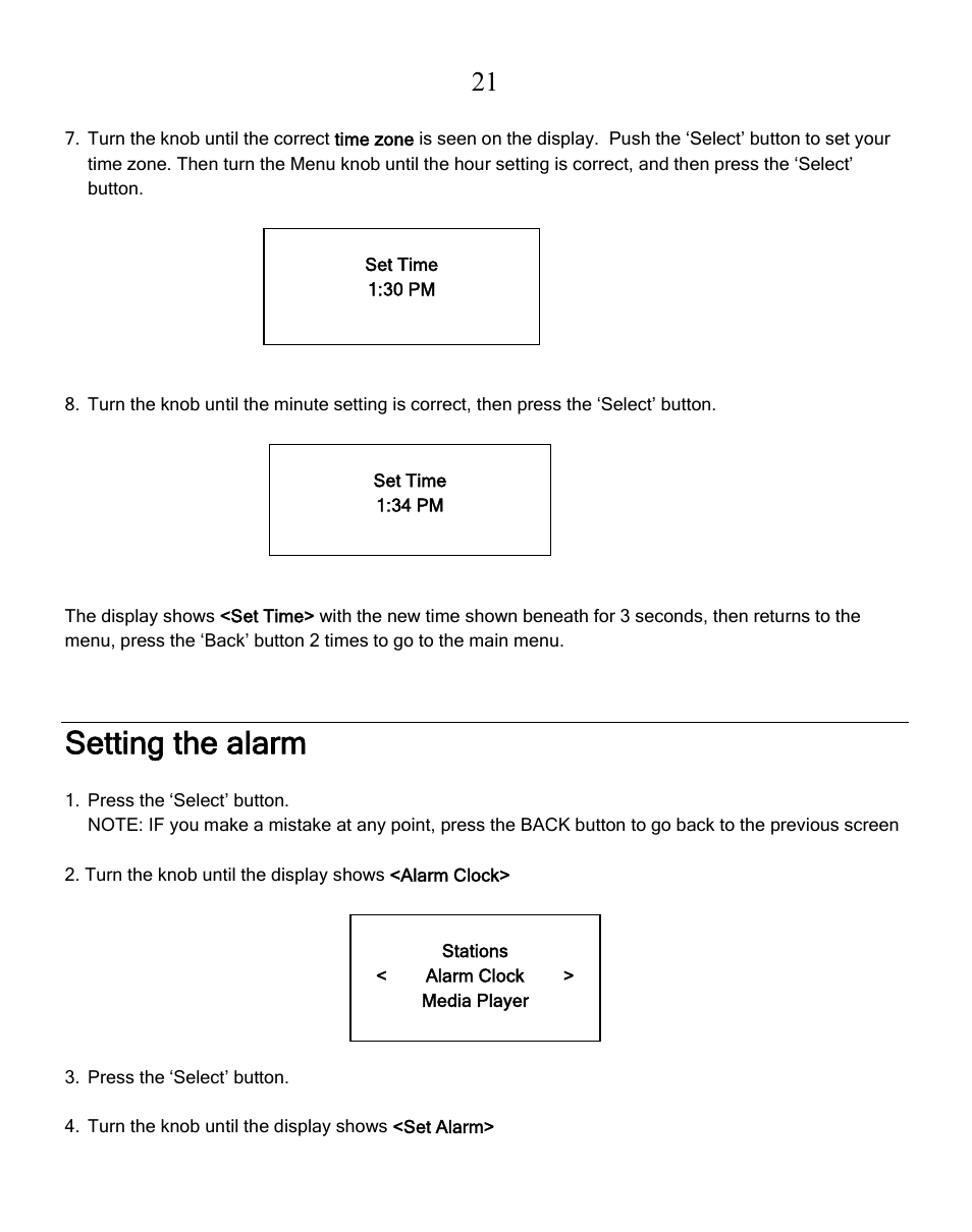 Setting the alarm | Grace Digital GDI-IRN1941 Victoria User Manual | Page 21 / 34