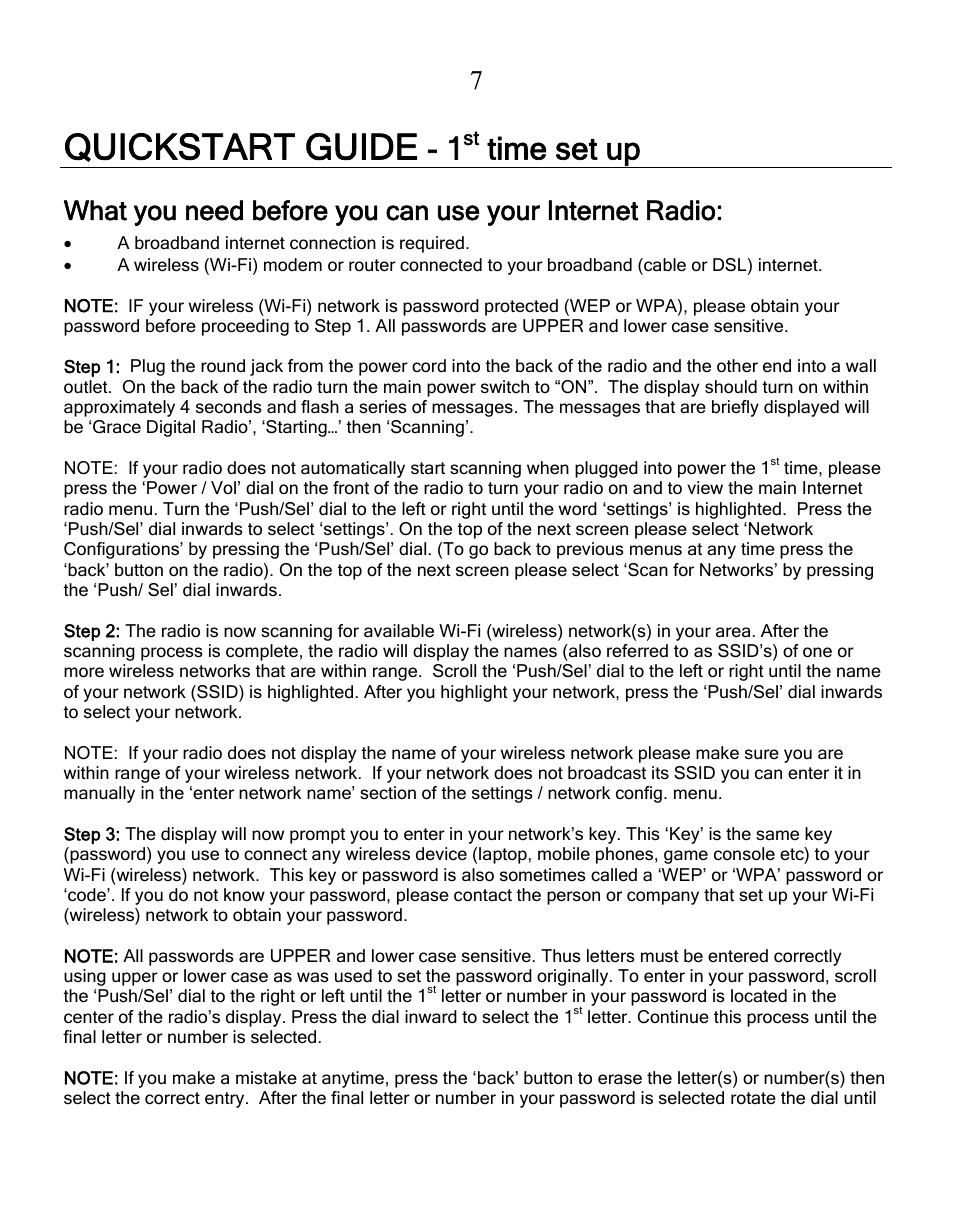 Quickstart guide, Time set up | Grace Digital GDI-IRN1941 Victoria User Manual | Page 7 / 34