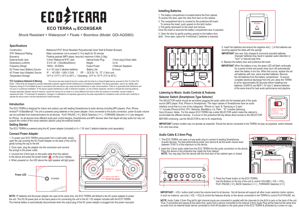 ECOXGEAR AQSI60: ECOTERRA User Manual | 2 pages