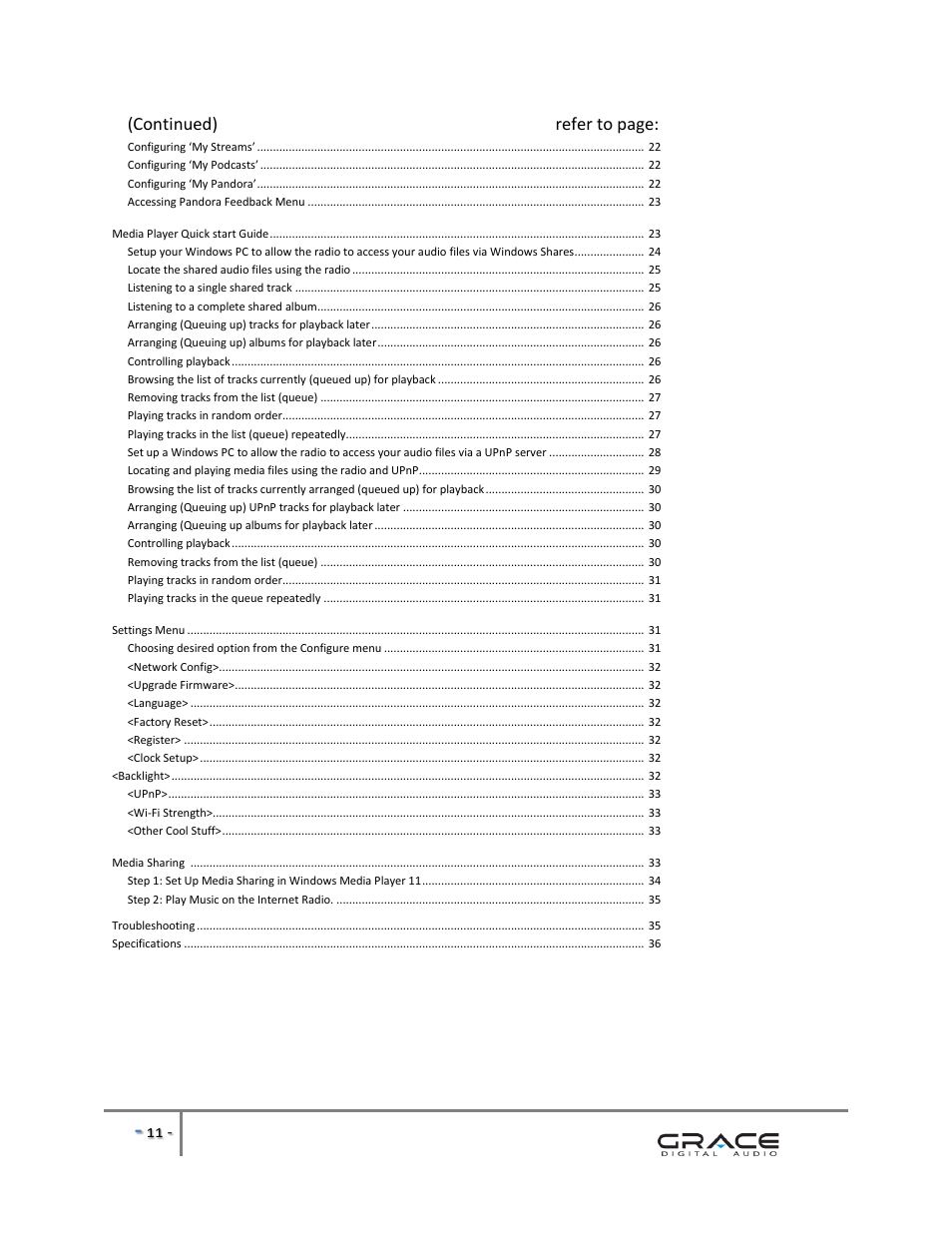 Continued) refer to page | Grace Digital GDI-IRBM20 Business Music System User Manual | Page 12 / 40