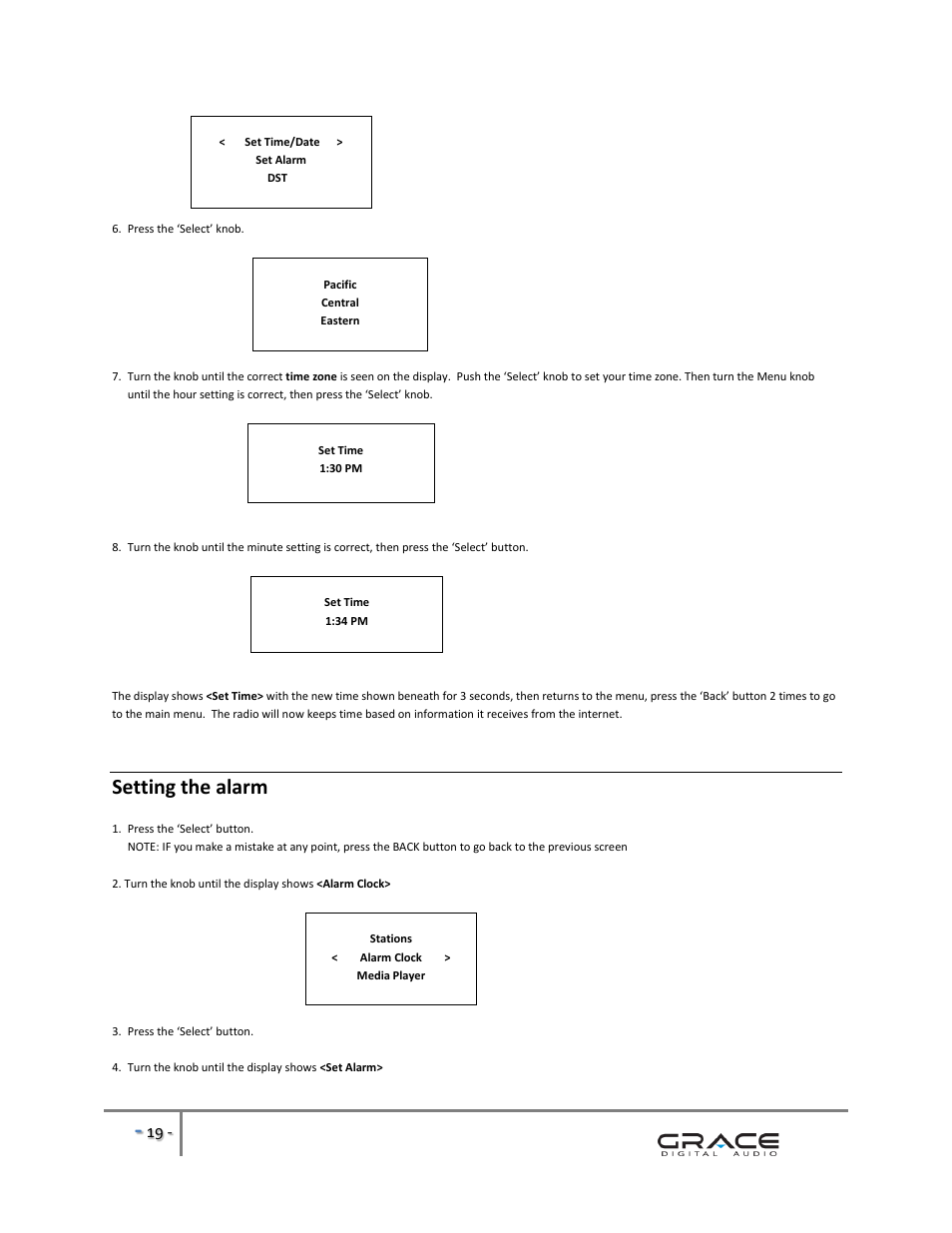 Setting the alarm | Grace Digital GDI-IRBM20 Business Music System User Manual | Page 20 / 40