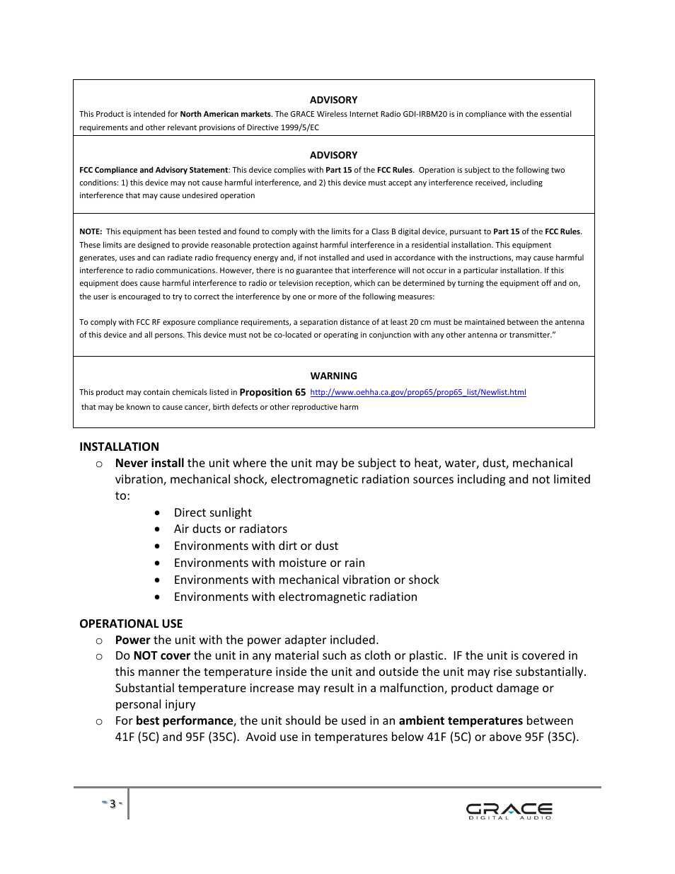 Grace Digital GDI-IRBM20 Business Music System User Manual | Page 4 / 40