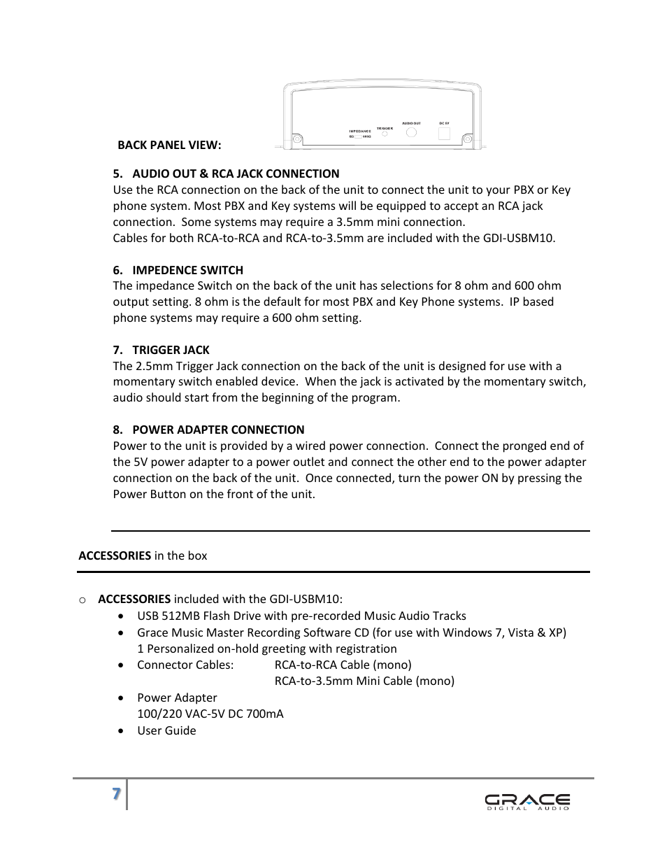 Grace Digital GDI-USBM10 Business Audio System User Manual | Page 8 / 11
