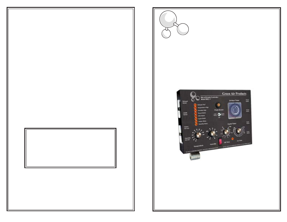 Green Air Products MCC-1 User Manual | 4 pages