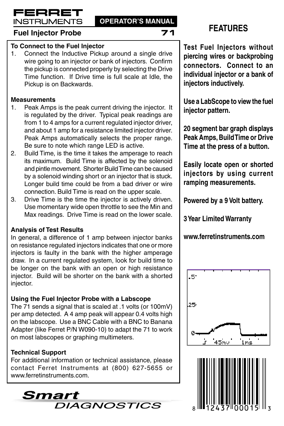 GxT Ferret 71 Fuel Injector Probe User Manual | 2 pages