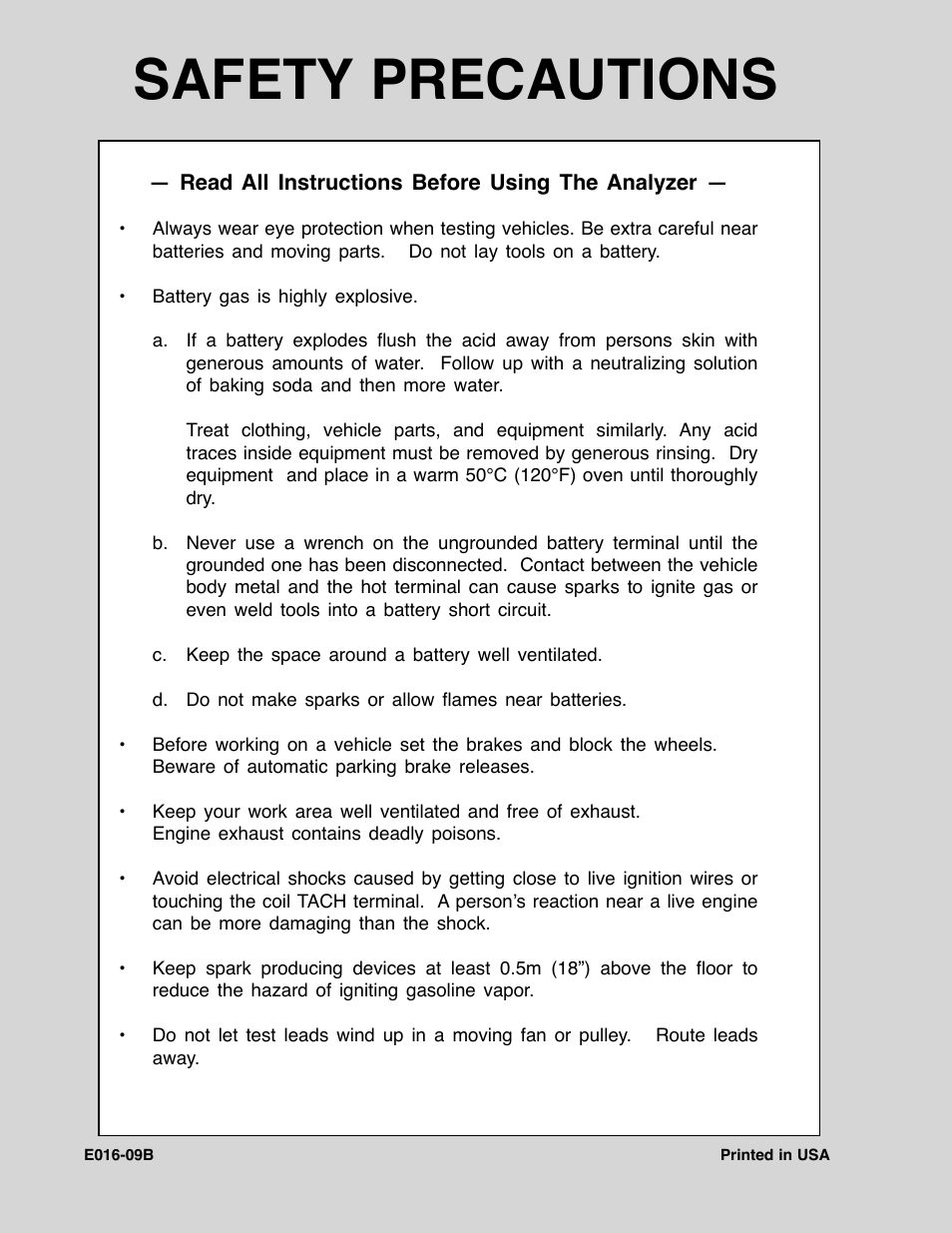 Safety precautions | GxT Ferret 63 DIAGNOSTIC ENGINE ANALYZER User Manual | Page 36 / 36