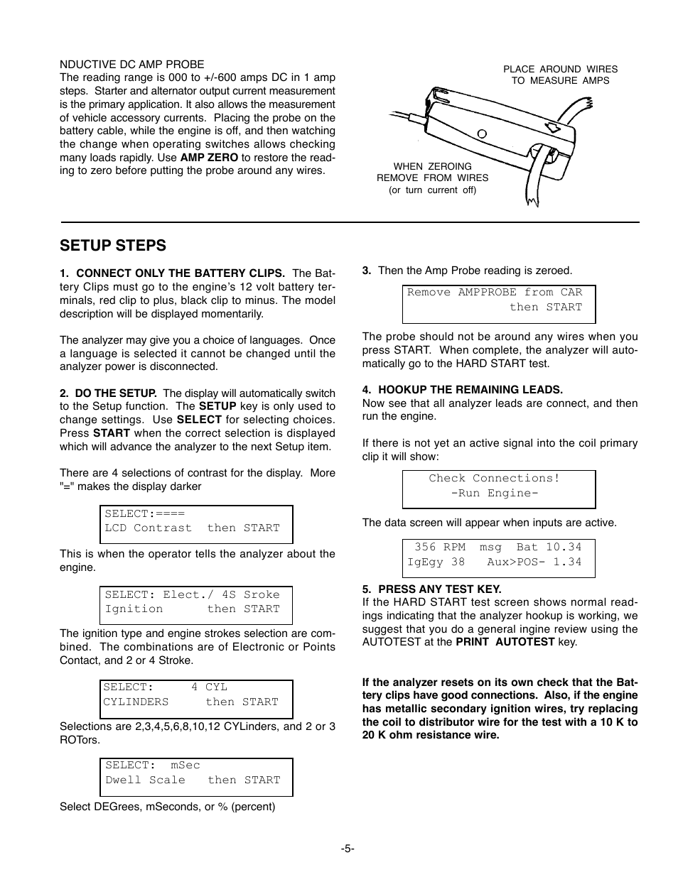 Setup steps | GxT Ferret 63 DIAGNOSTIC ENGINE ANALYZER User Manual | Page 7 / 36