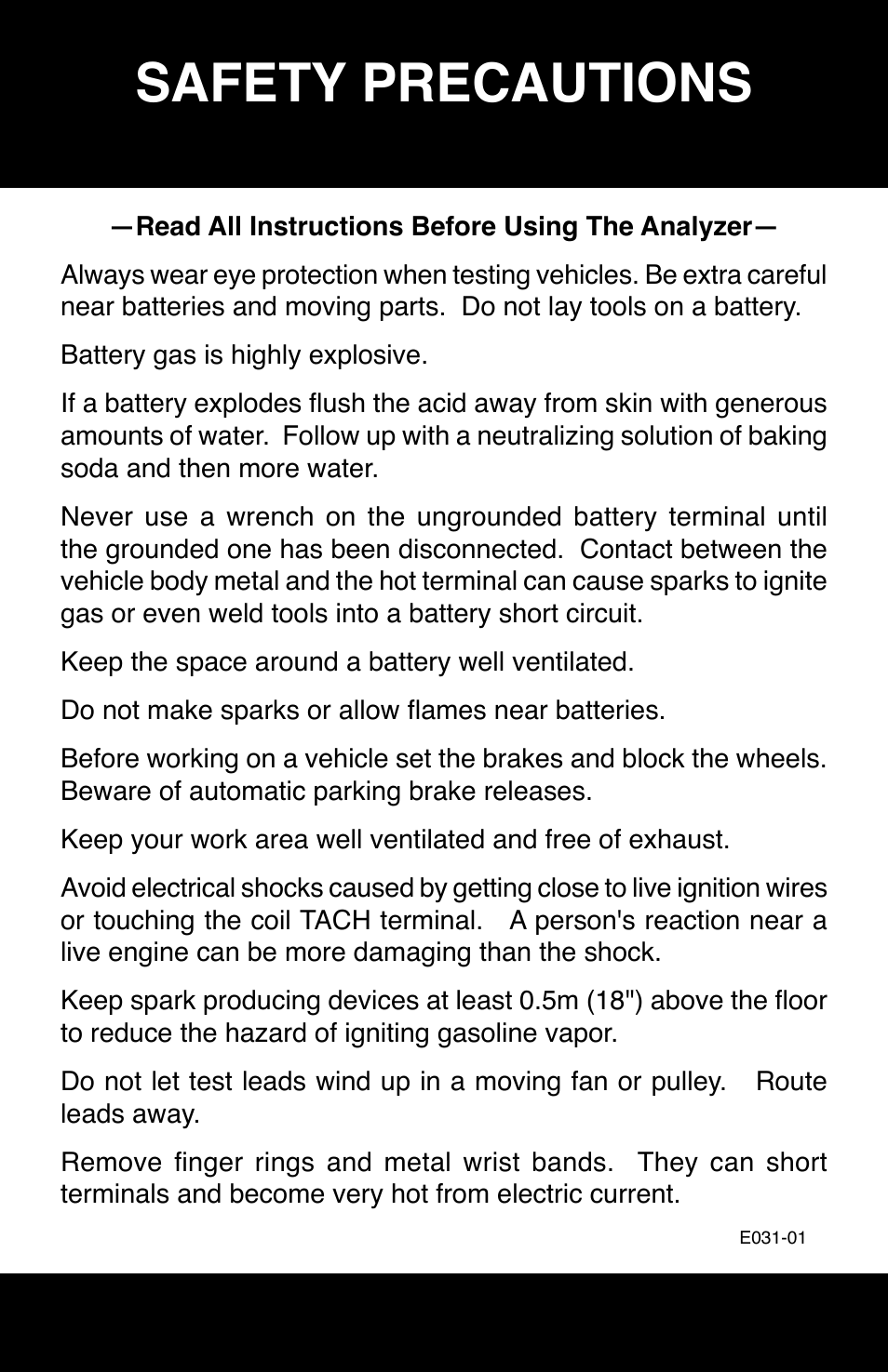 Safety precautions | GxT Ferret 31 Scan Tool User Manual | Page 16 / 16