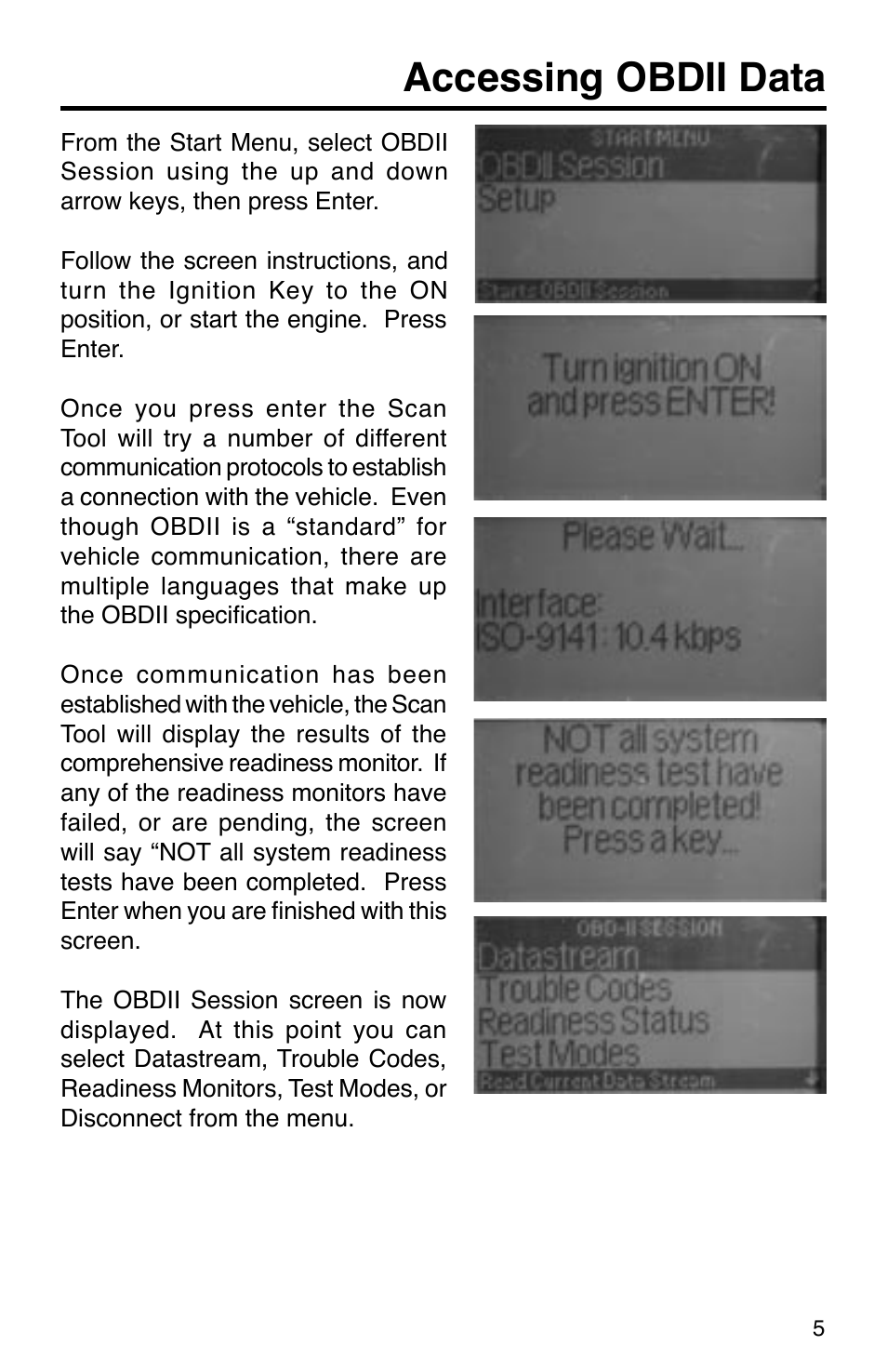 Accessing obdii data | GxT Ferret 31 Scan Tool User Manual | Page 5 / 16