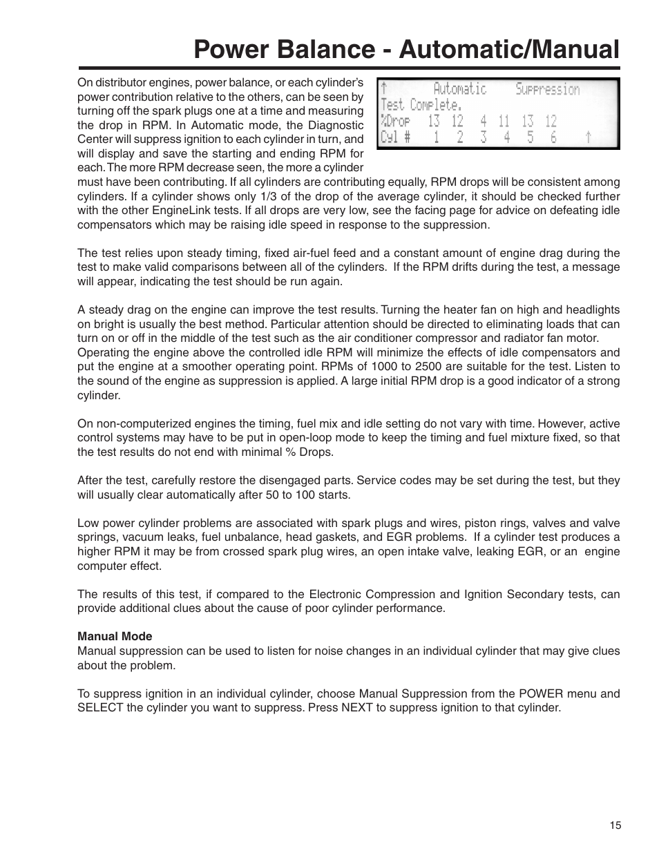 Power balance - automatic/manual | GxT V055-01 Diagnostic Analyzer User Manual | Page 15 / 28