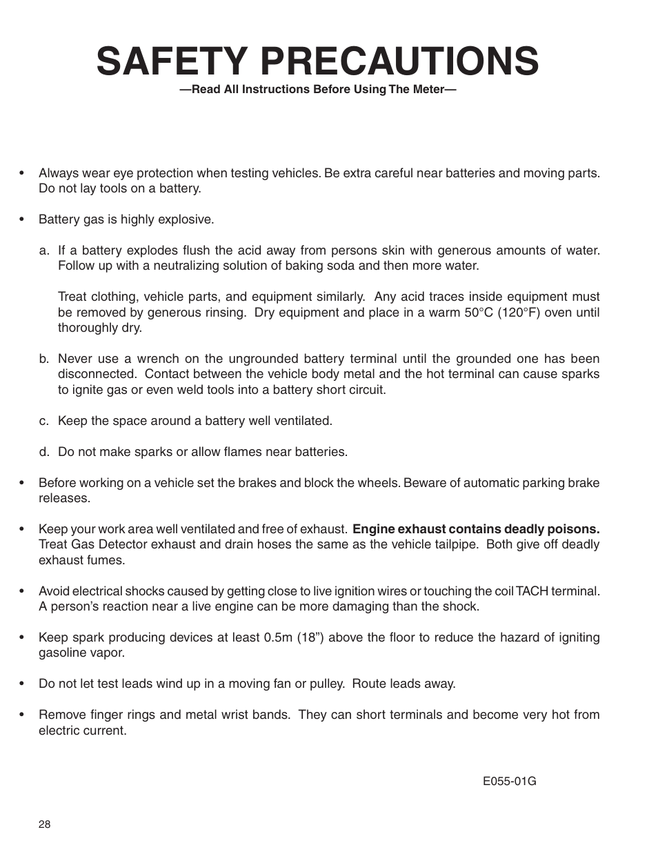 Safety precautions | GxT V055-01 Diagnostic Analyzer User Manual | Page 28 / 28