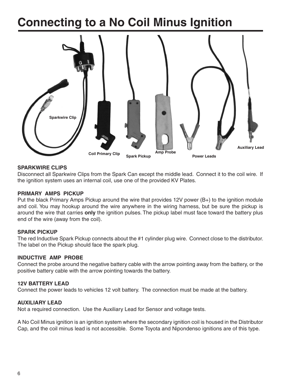 Connecting to a no coil minus ignition | GxT V055-01 Diagnostic Analyzer User Manual | Page 6 / 28