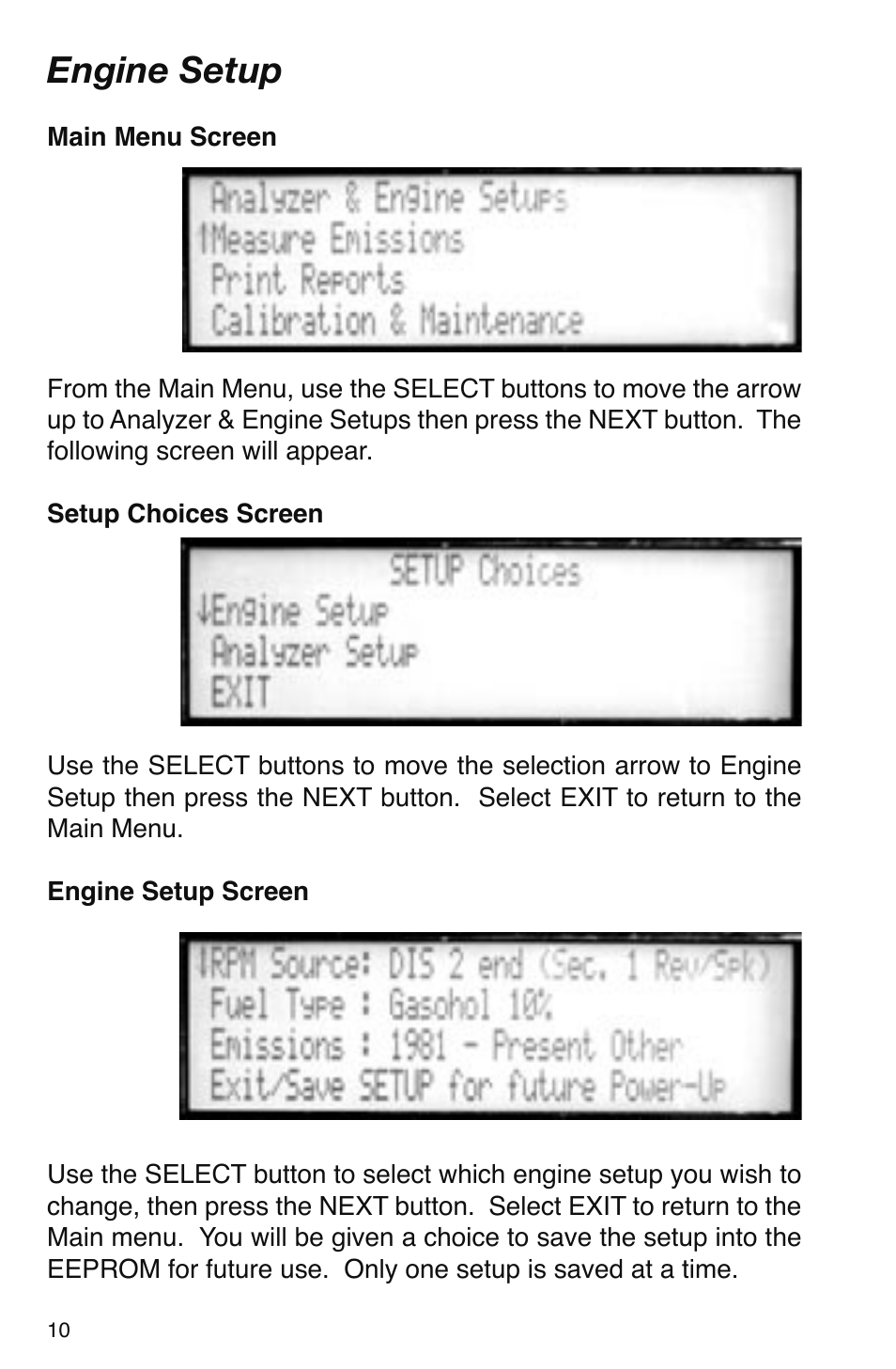 Engine setup | GxT V016-01, Ferret 16 GasLink II 5-Gas Analyzer User Manual | Page 10 / 24