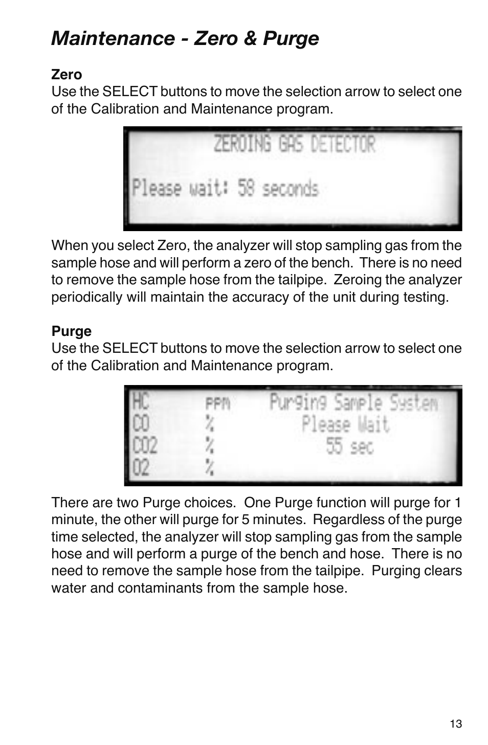 Maintenance - zero & purge | GxT V016-01, Ferret 16 GasLink II 5-Gas Analyzer User Manual | Page 13 / 24