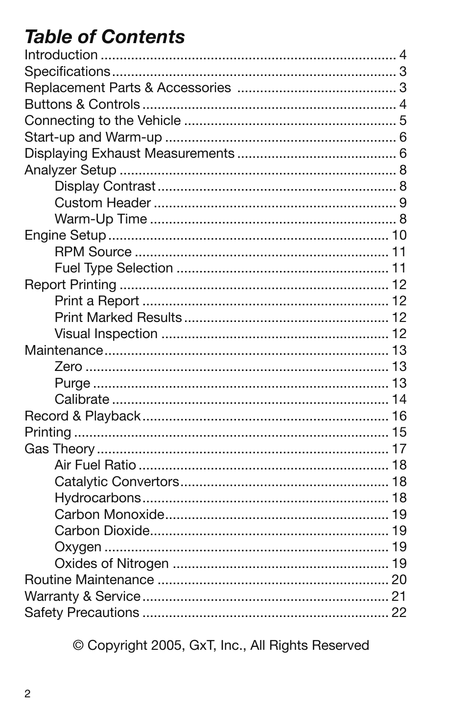 GxT V016-01, Ferret 16 GasLink II 5-Gas Analyzer User Manual | Page 2 / 24