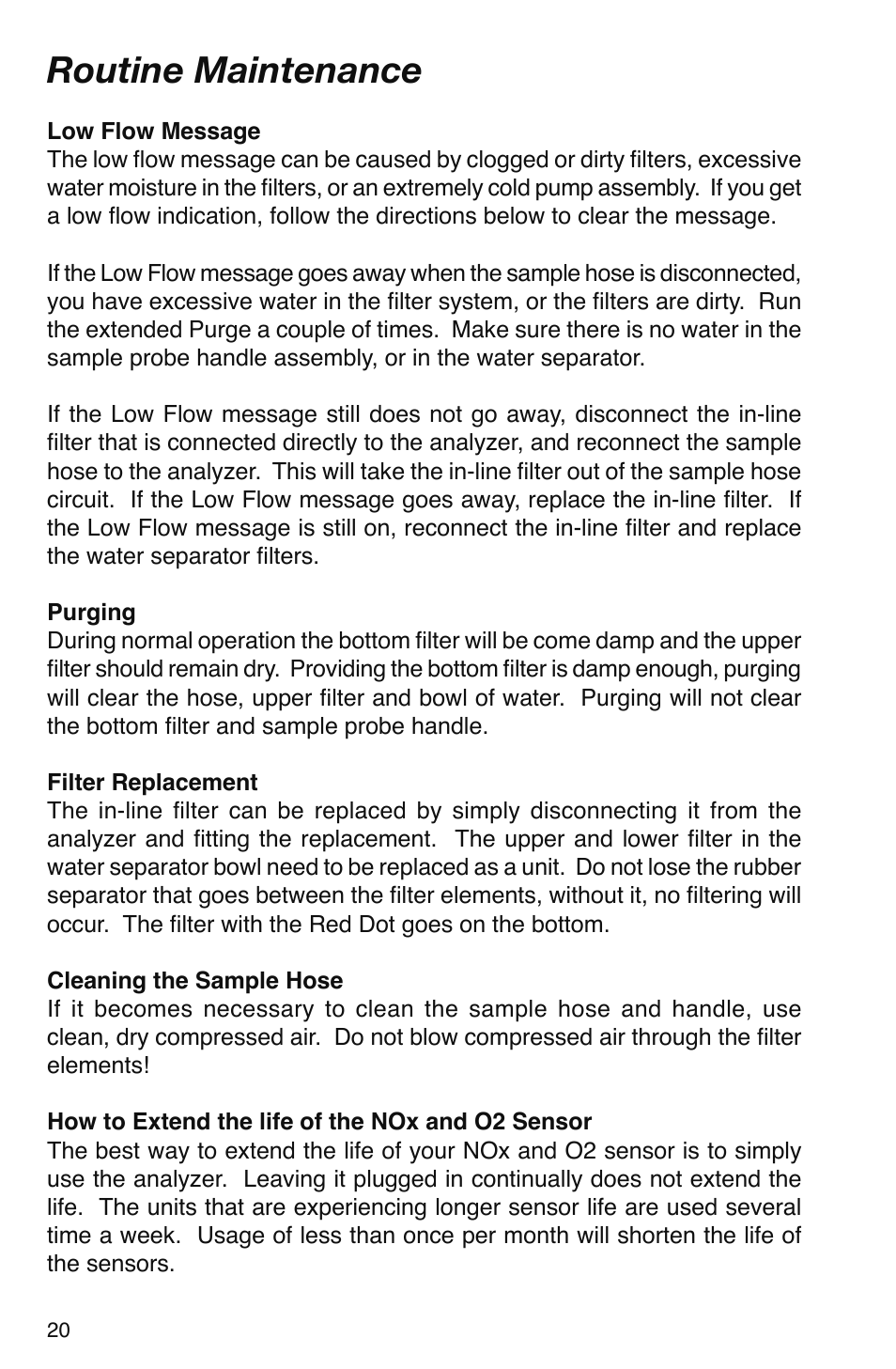 Routine maintenance | GxT V016-01, Ferret 16 GasLink II 5-Gas Analyzer User Manual | Page 20 / 24