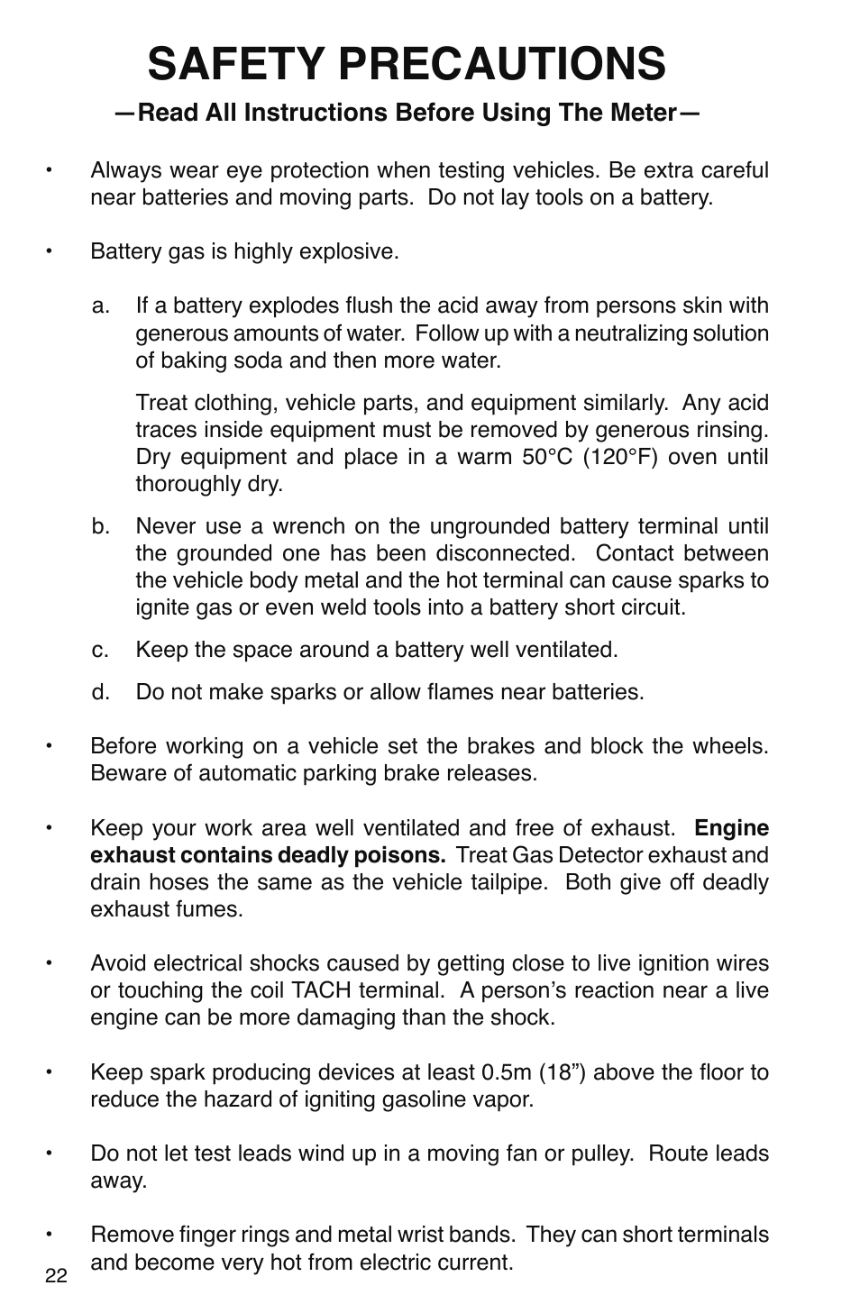 Safety precautions | GxT V016-01, Ferret 16 GasLink II 5-Gas Analyzer User Manual | Page 22 / 24