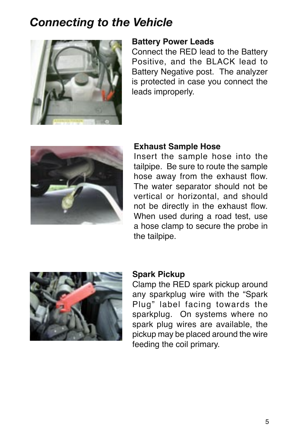 Connecting to the vehicle | GxT V016-01, Ferret 16 GasLink II 5-Gas Analyzer User Manual | Page 5 / 24