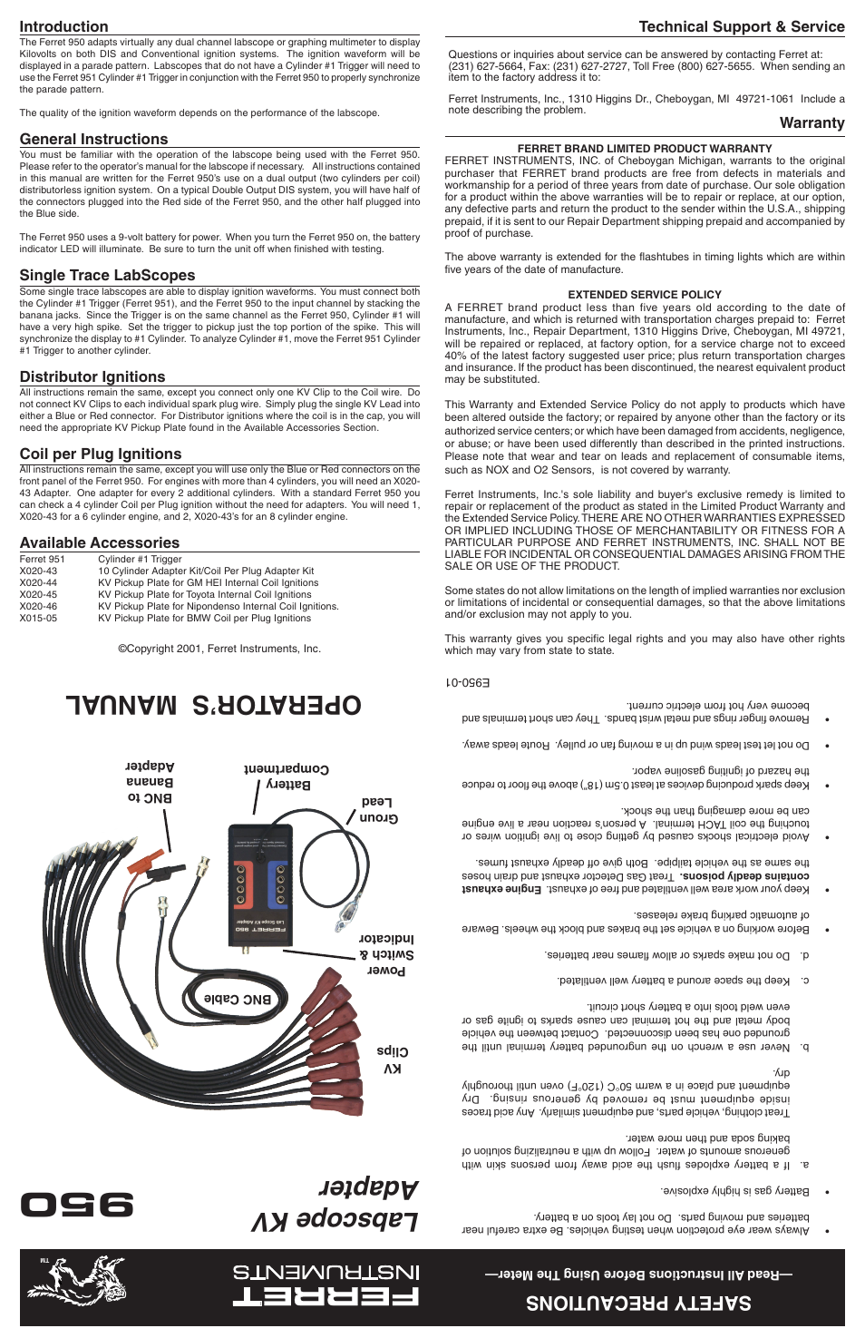 GxT Ferret 950 KV Adapter User Manual | 2 pages