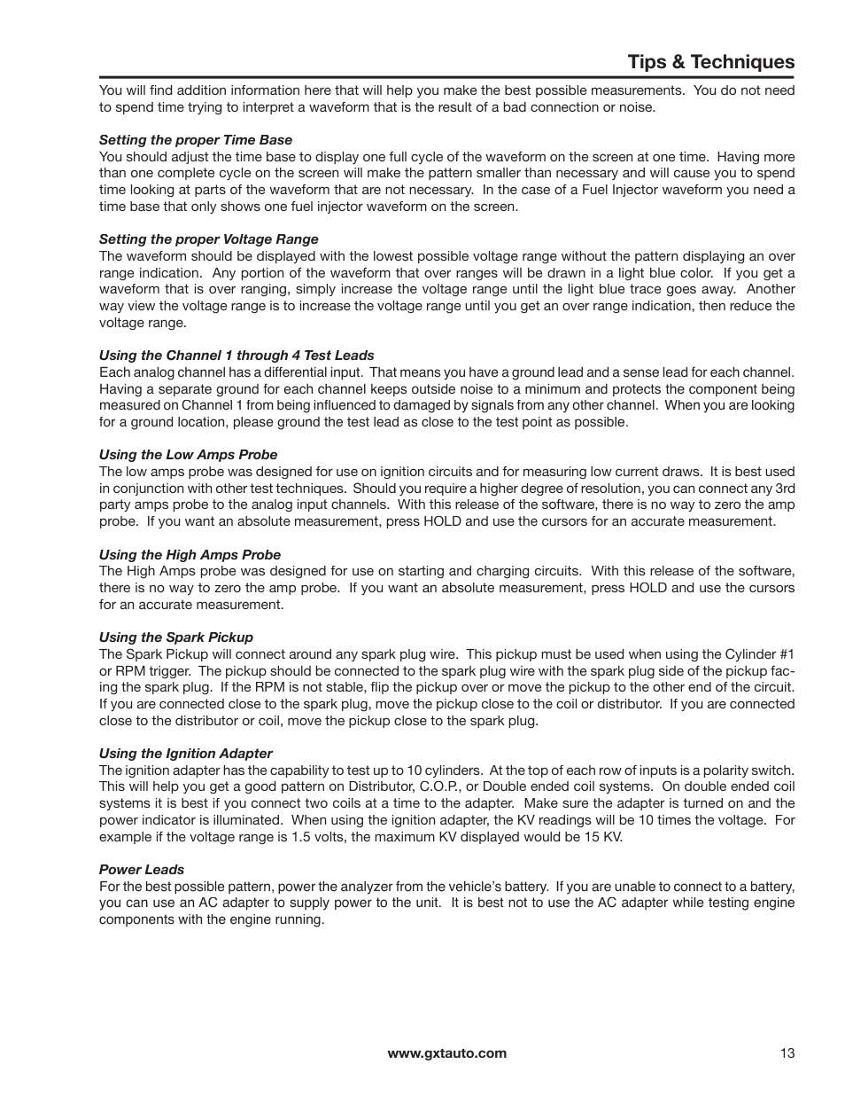 Tips & techniques | GxT Ferret 92 Color Labscope User Manual | Page 13 / 24