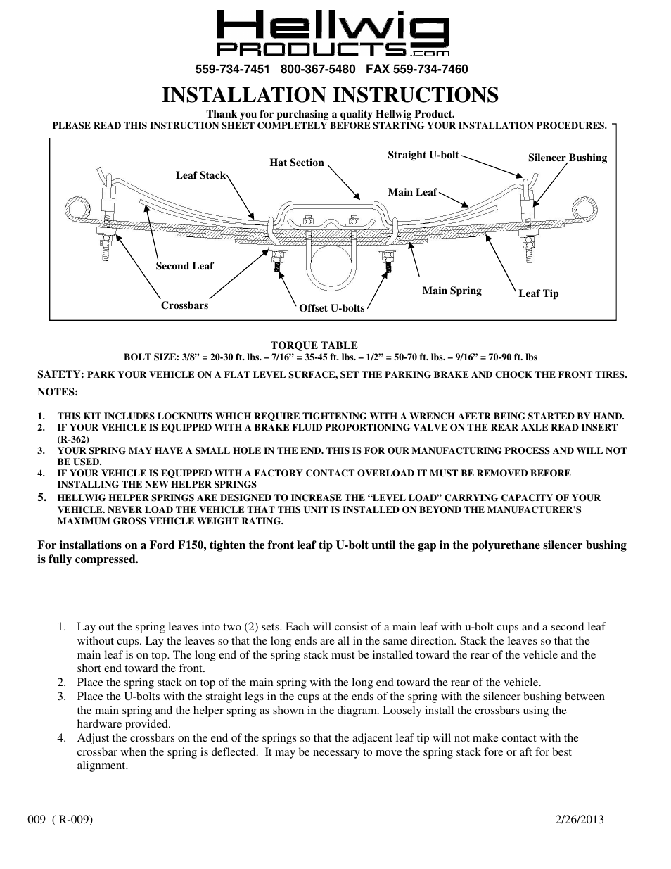 Hellwig Pro Series 61912 User Manual | 2 pages