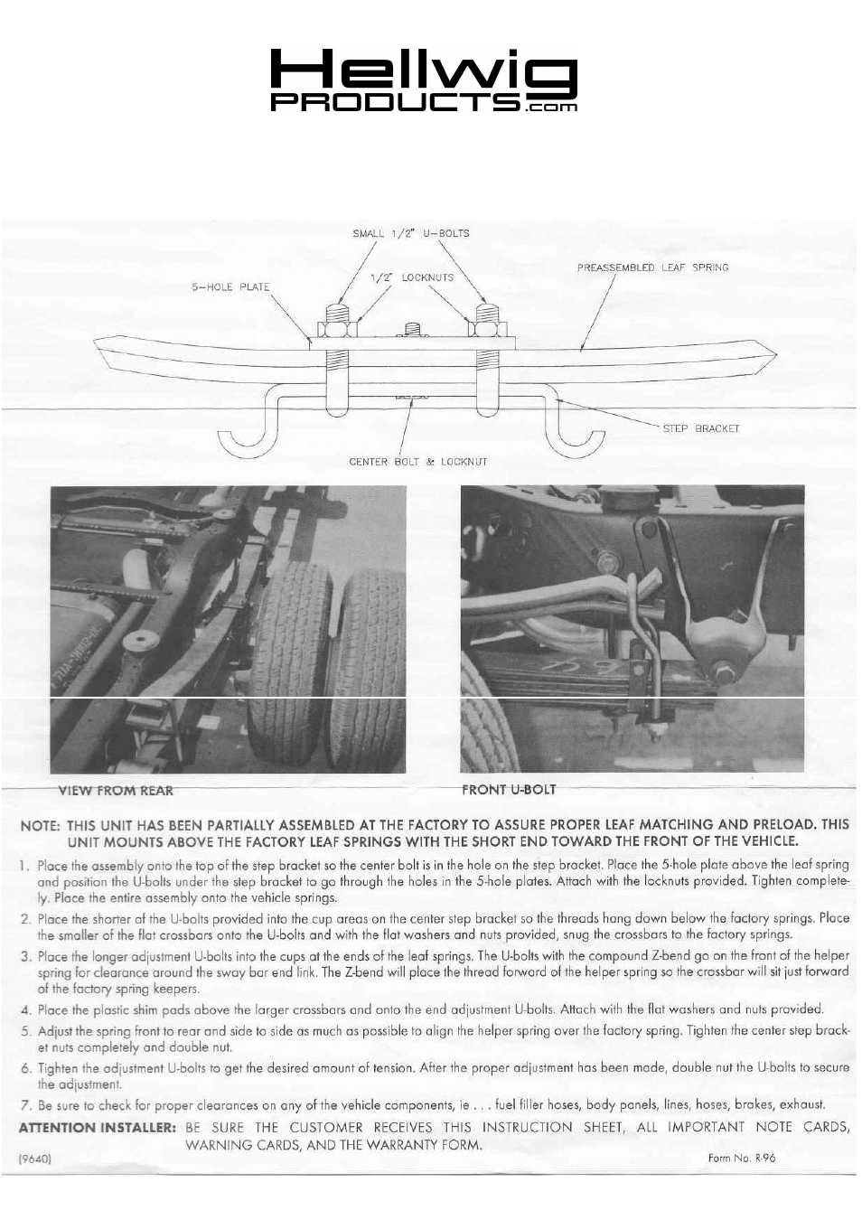 Hellwig Load Pro Series 9640 User Manual | 1 page