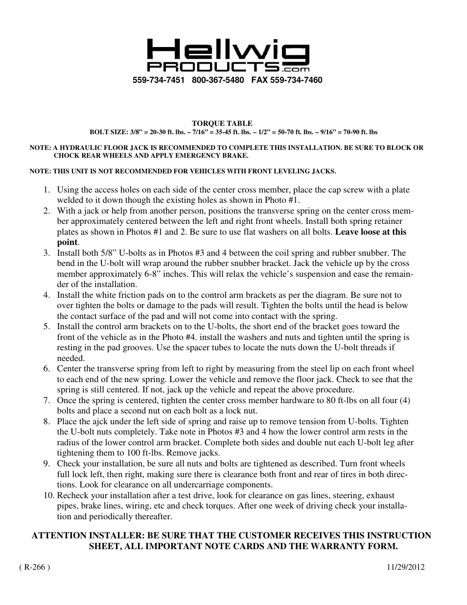 Hellwig Front Helper Spring 14141 User Manual | Page 2 / 2