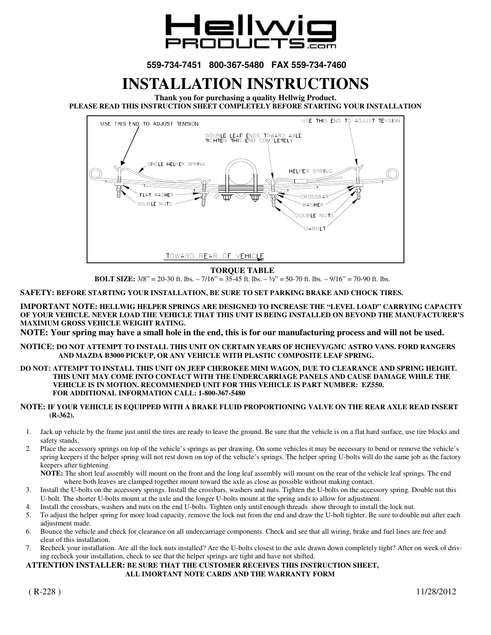 Hellwig Helper Spring 1555 User Manual | 1 page