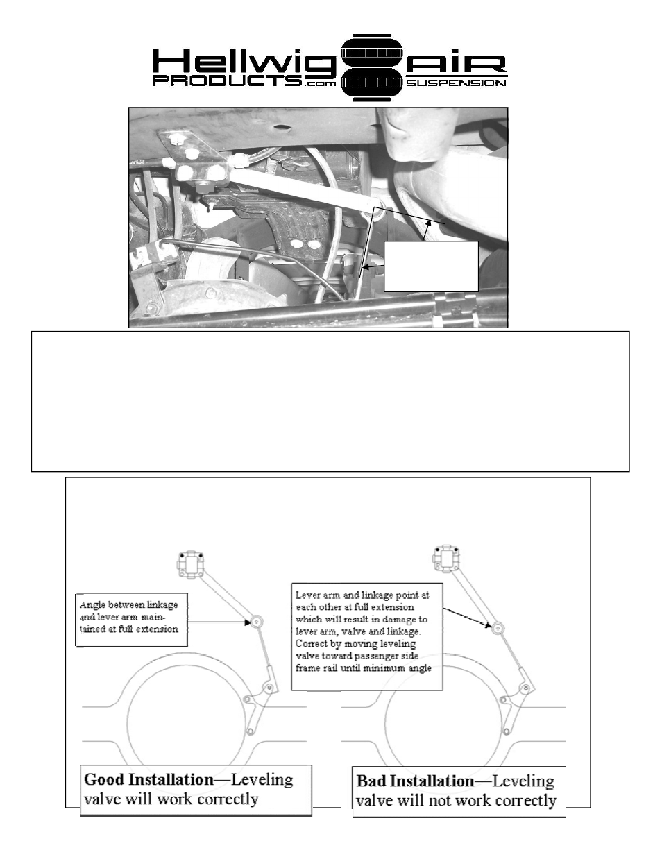 Leveling valve orientation at full extension | Hellwig Power Lift 6097 User Manual | Page 14 / 22