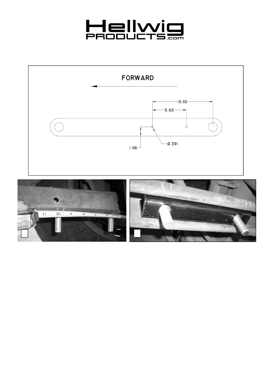 Control arm drilling diagram | Hellwig Sway Bar 5803 User Manual | Page 2 / 3