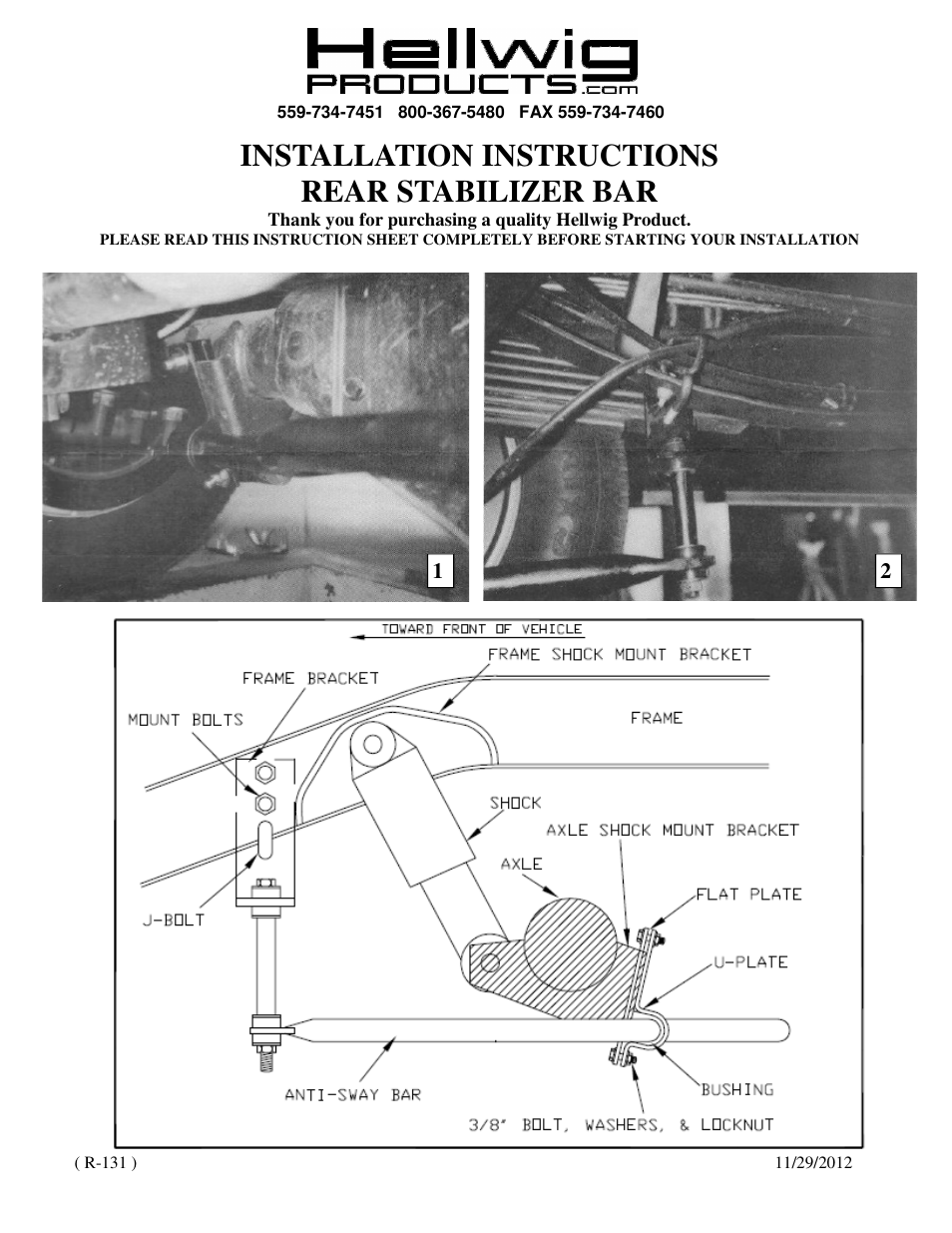 Hellwig Sway Bar 7181 User Manual | 2 pages